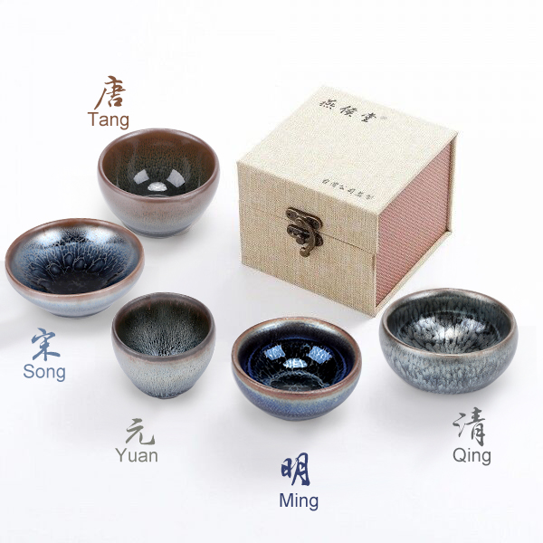 중국 다섯 가지 요소 풍수 Jianzhan 금 나무 물 불 지구 순수 수공예 차 컵